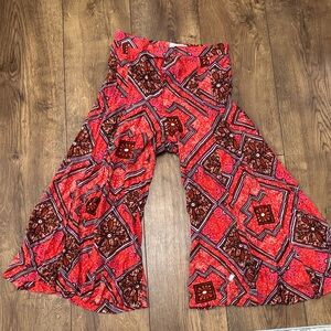 Anthropologie Red and Brown Patterned Bottoms